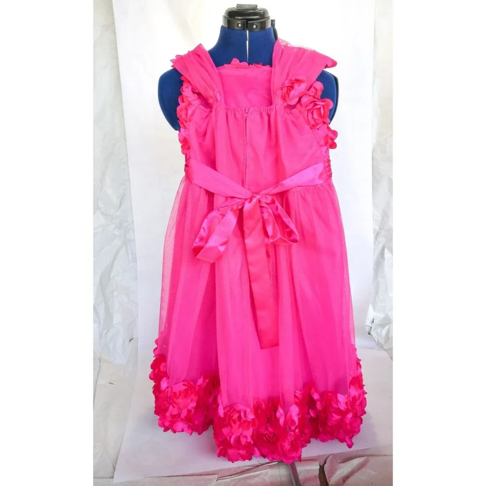 Kiki USA hot pink flowers dress 10 pageant